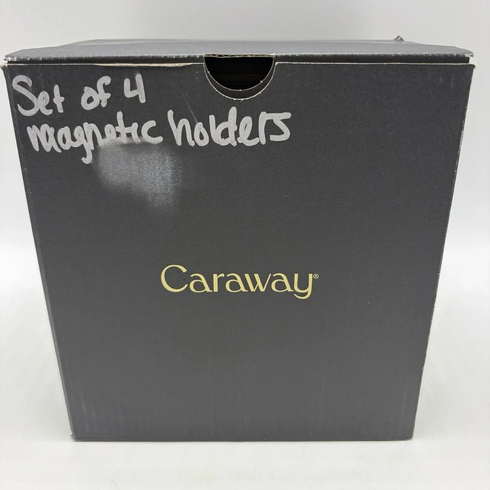 Caraway 4 Piece Set Magnetic Pots Pans Rack Black Divider Organizer Holder New